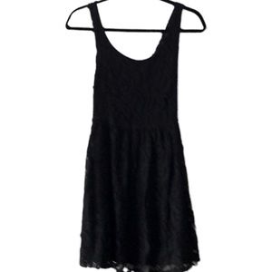 Bella D ROSETTE Short Black Dress Lined Lace w/ Transparent back Women’s Sz S